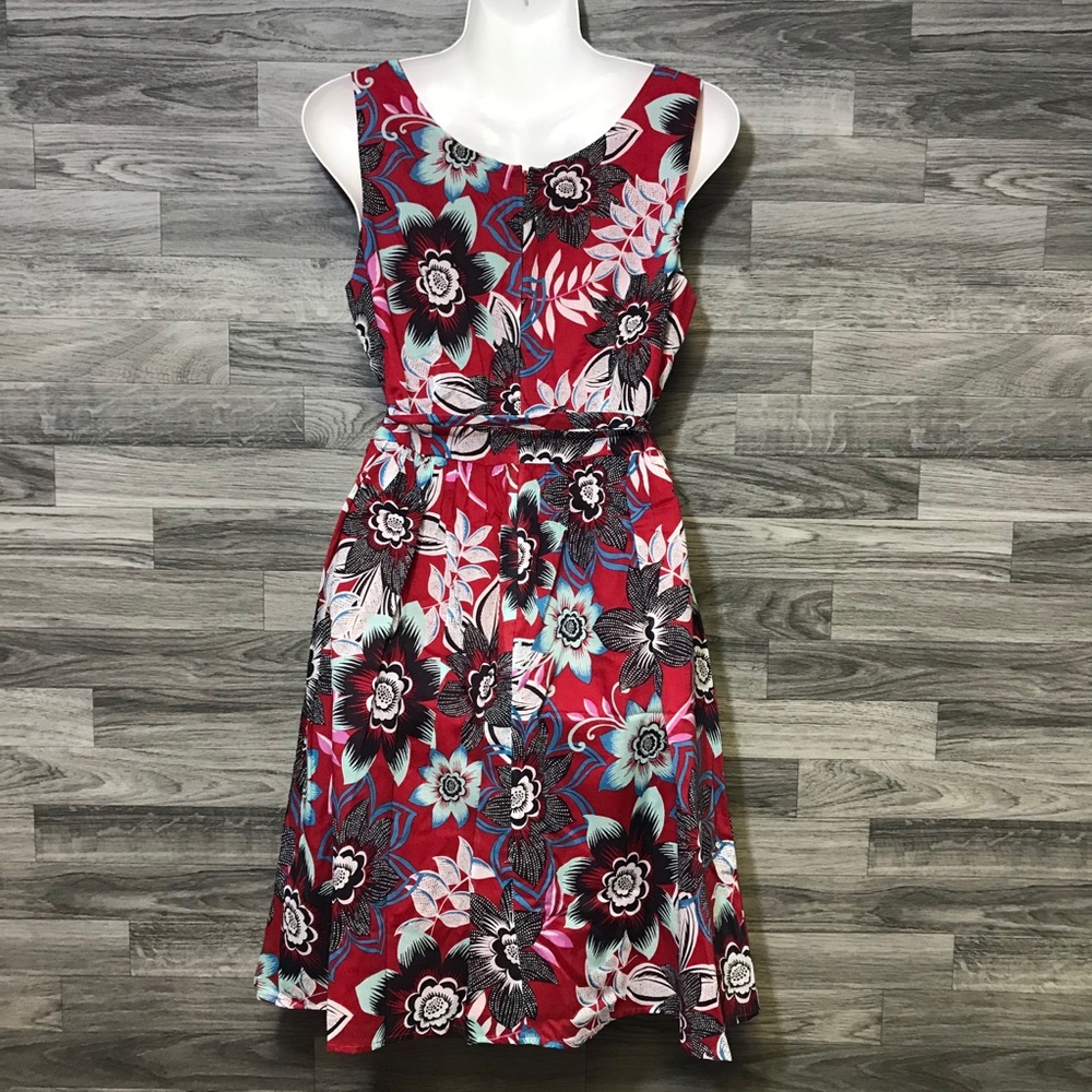 Talbots Red Flower Print Dress - Picture 6 of 9